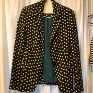 Gray and white Anthropologie polka dot blazer